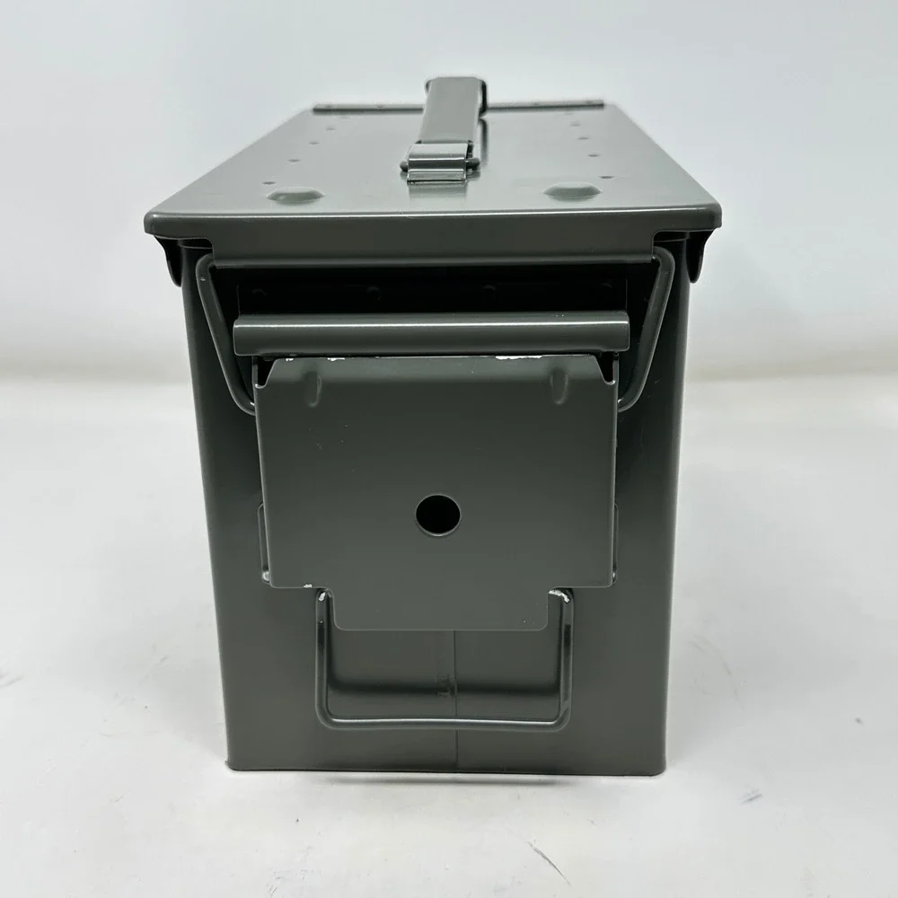 Military Style Steel Ammo Can 50 Caliber Olive Drab Green Storage Box Utility